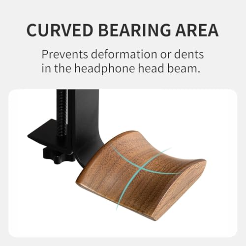 Walnut Wood Headset Holder Universal Adjustable Clamp-on Headphone Stand