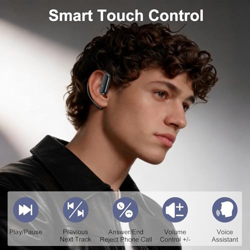 Wireless Sports Earbuds with Ear Hooks & 80H Playtime | IPX7 Waterproof, Bluetooth 5.4, LED Digital Display, 10mm Bass Drivers, Secure Fit Workout Earphones for Fitness & Gym