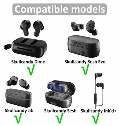 12 Pairs Ear Tips Buds Compatible with Skullcandy in-Ear Earphone, Replacement Flexible Silicone Eartips Earbuds Accessories Compatible with Skullcandy Dime/Sesh Evo/Jib/Ink'd+ - Black - color: black
