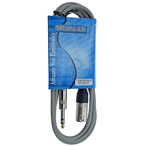 1/4" TRS to 3 Pin XLR Male Pro Audio Patch Cable Balanced and Shielded (6 Foot Feet ft Long, Gray) - color: Gray, size: 6 ft long