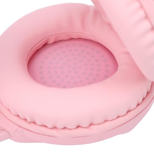 LICAEVEY Wired USB Gaming Headset for PC Switch Mobile Devices, 3.5mm RGB Headphones with 50mm Driver Unit 7.1 Surround Sound Noise Cancelling Microphone (Pink) - color: Pink