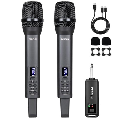 Rechargeable Wireless Microphones Dual, D240, Grey - color: Gray, style: 2 Mics