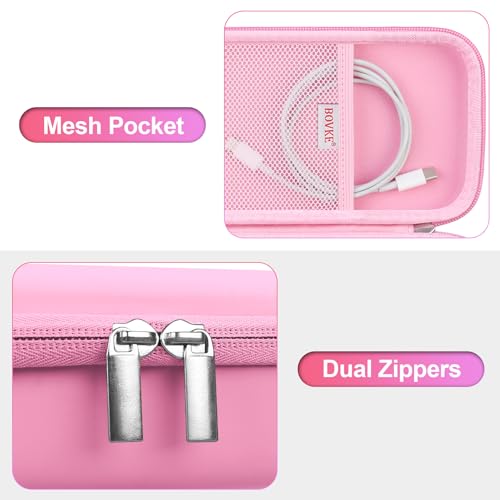 BOVKE Hard Travel Speaker Case for Bose New SoundLink Flex Speaker (2nd Gen) / Bose SoundLink Flex Bluetooth Portable Speaker, Extra Mesh Pocket for Bose Speaker Charger, Charging Cables, Petal Pink - color: Petal Pink