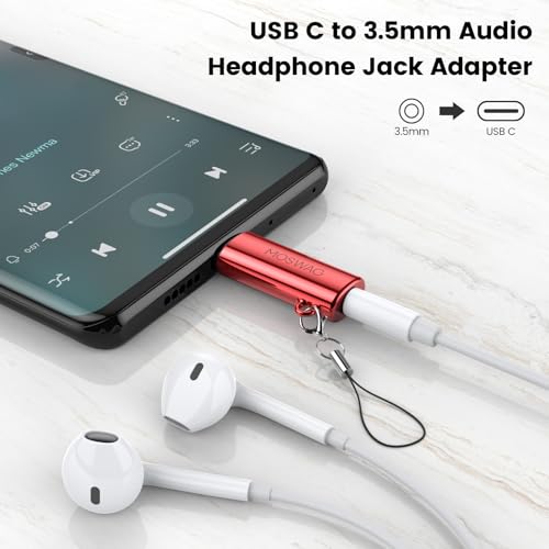 MOSWAG USB C to 3.5mm Headphone Adapter, Typc C to 3.5mm Aux Headphone Adapter, USB C to Aux Audio Zinc Alloy Adapter for Samsung GalaxyS23 S22 S21 Ultra, Pixel 7/6 iPad Pro/Air/Mini … | Hi-Fi Audio Converter and Microphone in Zinc Alloy High Resolution C