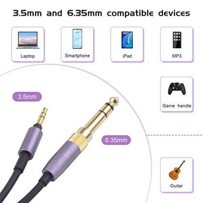 ATH-M50xBT2 Audio Cable,Replacement 3.5mm Coiled Aux Cord with 6.35mm Adapter Compatible with Technica ATH-M50xBTPB ATH-M50xBT M50xBT2MO /SR50BT /SR50BTBK Headphone Extension Wire