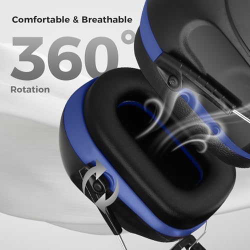 ProCase NRR 28dB Noise Reduction Ear Muffs, Foldable Adjustable Noise Cancelling Headphones - color: 1 - Blue