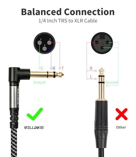 2Pack Right Angle 6.35mm TS to XLR Male,3FT, 1/4" 90° Right Angle 6.35mm TRS to XLR Male Balanced Interconnect Cable Braided Shield for Guitar, Mixer, Amplifier - color: 90° TRS To XLR M, size: 3Ft-2Pack