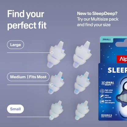 Alpine SleepDeep Reusable Earplugs for Sleeping | Earbuds for Side Sleepers | Small 27dB SNR |Ultra Soft Ear Plugs For Noise Reduction|Silicone-Free| Ear Protection |Travel Essentials Airplane Essentials - style: S