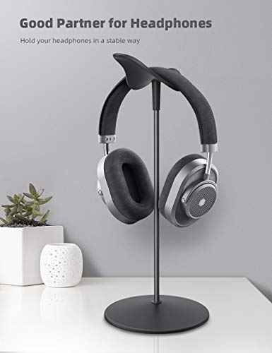 Lamicall Headphone Stand Desktop Headset Holder, Elegant Earphone Stand | Unique Appearance Design, Ultra Sturdy, Multi-Scenario Use for All Headset like Airpods Max, HyperX, Beats, Senn heiser - color: Black