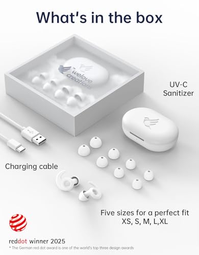 Welove Ultra-Comfy Ear Plugs with First-Ever UV Sanitizer—Reusable Earplugs for Sleep, Focus, Travel, and Noise Sensitivity |Hearing Protection |Customizable Fit | 18dB NRR Noise Reduction - color: Airy