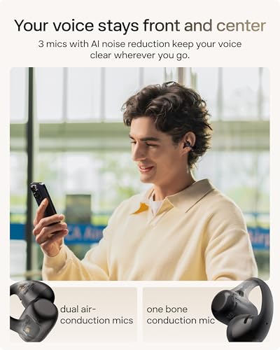 SHOKZ OpenDots 2 Open-Ear Clip-On Earbuds, Black, Dolby Audio, 3 Mics - color: Black