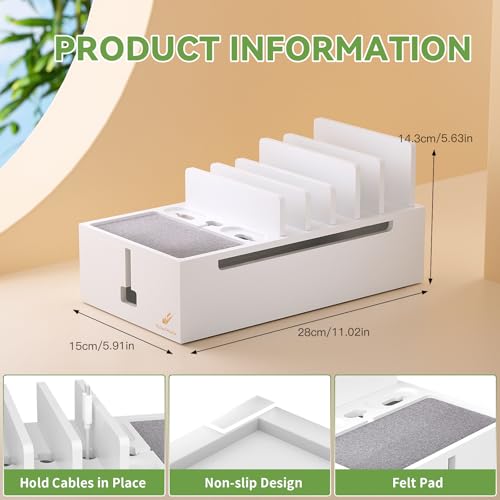 Pezin & Hulin Charger Station Organizer, No Power Charging Supply-White - color: White