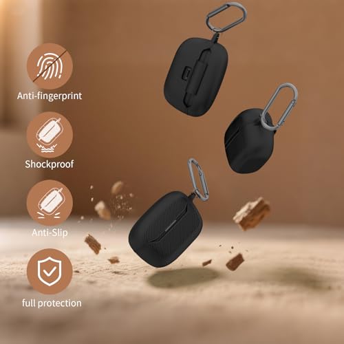 OAJ Soft Silicone Protective Case Cover for JBL Endurance Race 2, Front LED Visible, Compatible with JBL Endurance Race 2 Charging Case with Carabiner & Cleaner kit(Black) - color: Black