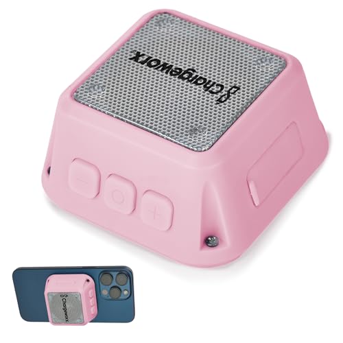CHARGEWORX Magnetic Bluetooth Speaker and Phone Stand, Portable Mini Speaker, USB-C Rechargeable Wireless Device for High-Fidelity Audio, Compatible with MagSafe iPhone 16/15/14/13/12 Case, Pink - color: Pink