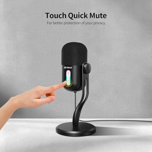 USB Condenser Microphone for Recording, Streaming, Podcasting | Noise Reduction & One-key Mute, Work with Laptop/PC/Tablet/Cellphone, Black