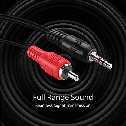 TNP RCA to Aux Cable (25 FT) - Male to Male 2 RCA to 3.5mm Adapter Connector Wire Cord - 2RCA Red and White Audio Cable to AUX Auxiliary Headphone Jack Plug Y Splitter Converter - size: 25FT