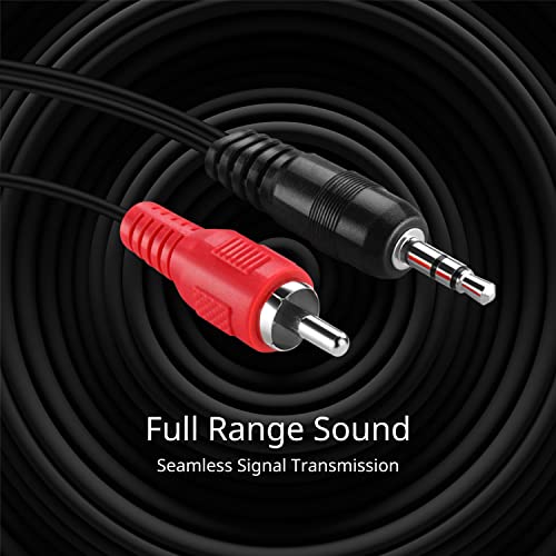 TNP RCA to Aux Cable (30 FT) - Male to Male 2 RCA to 3.5mm Adapter Connector Wire Cord - 2RCA Red and White Audio Cable to AUX Auxiliary Headphone Jack Plug Y Splitter Converter - size: 30FT