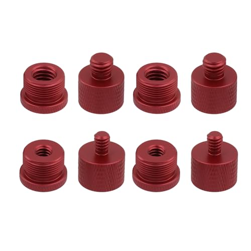 Oedema 8 Pcs Mic Thread Adapter Kit 5/8 to 3/8 Mic Screw Adapters 1/4 to 5/8 Mics Adapter Microphone Stand Adapter for Microphone, Red - color: Red
