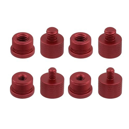 Oedema 8 Pcs Mic Thread Adapter Kit 5/8 to 3/8 Mic Screw Adapters 1/4 to 5/8 Mics Adapter Microphone Stand Adapter for Microphone, Red - color: Red