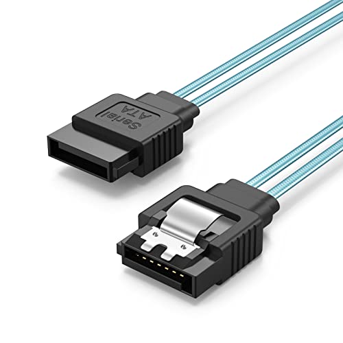 CableCreation SATA III Cable, 5-Pack 8inch SATA III 6.0Gbps 7pin Data Cable | Female Straight to Straight Female with Locking Latch, 0.6FT, Blue - color: Blue, size: 0.6FT