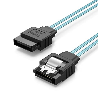 CableCreation SATA III Cable,5pcs 18-inch SATA III 6.0Gbps 7pin Data Cable | Female Straight to Straight Angle Female Cable with Locking Latch, 1.5 FT Blue - color: Blue, size: 1.5FT