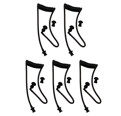 5Pcs Flexible Spring Air Tube Replacement Walkie Talkie Earphone Earpiece Coil Acoustic Air Tube for Two-Way Radio Headsets (Black) - size: 5 Pcs