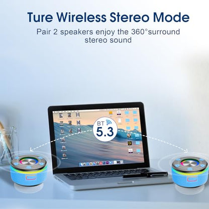 OYIB Bluetooth Shower Speaker, Portable Bluetooth Speaker 360° HD Sound, RGB Lights, IPX7 Waterproof Wireless Speaker with Suction Cup and Mic, Shower Radio for Party/Outdoor/Travel/Gifts/Blue - color: Deep Blue