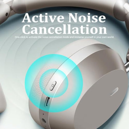 Wentronic Y04 Bluetooth Headphones Active Noise Cancelling Wireless Over Ear Headsets 48 Hours Playtime High Sound Quality Foldable Earphones with Soft Ear Cushion for Travel - Starlight - color: Starlight