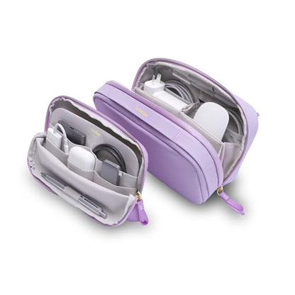 Orbitkey 2-in-1 Tech Accessory Pouch - Lilac | Detachable Slim Sleeve | Organizes Cables & Chargers | Water-Resistant Fabric | Travel Ready - color: Lilac