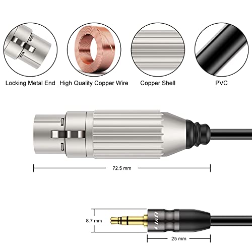 XLR to 3.5mm Mic Cable Bundle with 1/4" TRS Instrument Cable （6 FT & 15 FT）