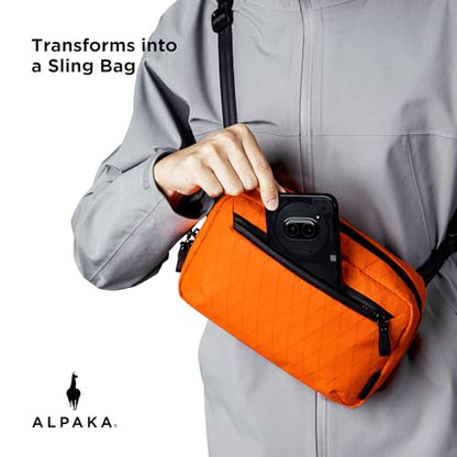 ALPAKA Elements Tech Case Tech 파우치 2.1L 케이블 백 핫 오렌지 X-Pac RVX21 | 내후성 원단, YKK 아쿠아가드 지퍼, 탈착식 어깨끈, 전자 제품 및 액세서리, 일상 업무 여행에 이상적 - color: 핫 오렌지-2.1L-X-Pac RVX21