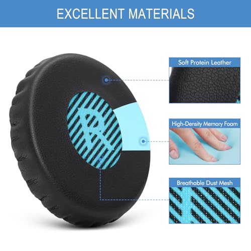 GEVO Ear Pads Cushions Replacement for Bose On-Ear 2 Headphones,Earpads for Bose OE2/OE2i/SoundTrue On-Ear/SoundLink, Earpads with High Dense Noise Isolation Foam,Protein Leather,Black&Blue