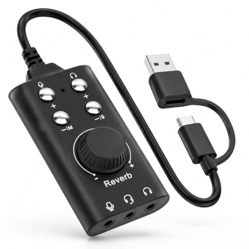 Diyeeni USB 사운드 카드, 볼륨 컨트롤이 있는 외부 스테레오 사운드 카드, 윈도우, PC, 노트북, 데스크톱, 헤드셋, 플러그 앤 플레이용 USB to 3.5mm 잭 오디오 어댑터