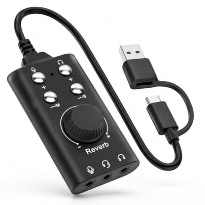 Diyeeni USB 사운드 카드, 볼륨 컨트롤이 있는 외부 스테레오 사운드 카드, 윈도우, PC, 노트북, 데스크톱, 헤드셋, 플러그 앤 플레이용 USB to 3.5mm 잭 오디오 어댑터