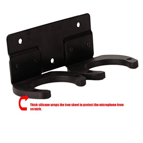 Microphone Stand, Microphone Wall Mount Stand Mic Clip Holder, Hold Up to 2 Micphones
