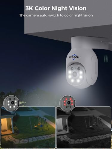 Hiseeu Wireless Security Camera System, 5MP Outdoor Cameras with 10" LCD Monitor 4-Cam Kit, 1TB HDD, Plug & Play NVR, Auto Tracking, 2.4G/5GHz WiFi, 2-Way Audio, Color Night Vision, No Monthly Fees