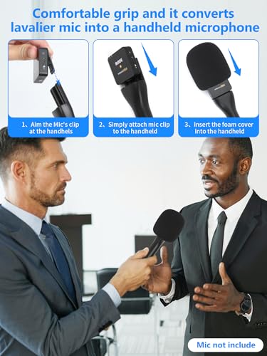 Mic Holder for DJI RODE Microphone - Micrphone handle for All Lavalier Microphone, for Rode Wireless Go II, Wireless PRO/ME, DJI Mic 2, with Reduce Wind Noises Mic Cover (2PCS) - color: 2-PCS