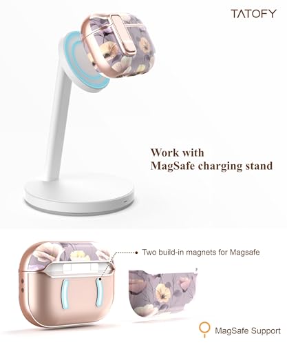TATOFY for AirPods Pro 2nd Generation Case with Lock Carabiner Cleaner, Slim AirPod Pro 1st & 2nd Hard Case Cover, Compatible with MagSafe (Purple) - color: Violet, size: AirPods Pro 1st & 2nd Gen