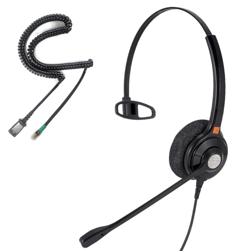 IPD IPH-210 Monaural QD to RJ9 Wired Office Phone Headset | Landline compatible with Yealink SIP, Grandstream, & Sangoma. Ideal for call centers. - color: 210-DG-FOAM