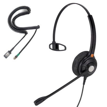 IPD IPH-210 Monaural QD to RJ9 Wired Office Phone Headset | Landline compatible with Yealink SIP, Grandstream, & Sangoma. Ideal for call centers. - color: 210-DG-FOAM