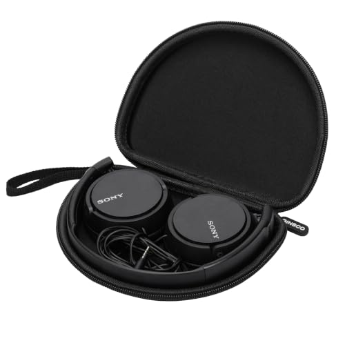 Ginsco Slim Protect Case Compatible with Sony ZX Series Wired On-Ear Headphones, MDR-ZX110 / MDR-ZX110AP / MDRZX110NC / MDR-ZX310AP, Hard Shell Travel Carrying Headphone Case (Black-R) - color: Black-R