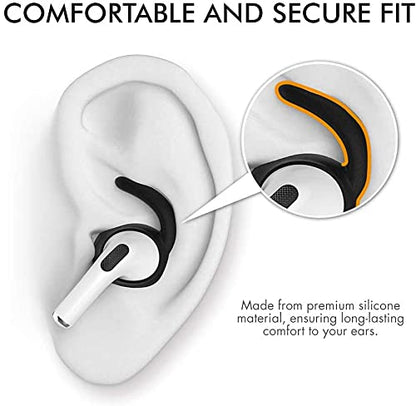 AhaStyle 3 Pairs AirPods Pro Ear Hooks Covers Accessories [Added Storage Pouch] Compatible with Apple AirPods Pro 2019 (Black) | Added Storage Pouch, Anti Slip, Secure Fit, Comfortable Silicone Ear Tips Compatible with Apple AirPods Pro 2019 (Black) - col
