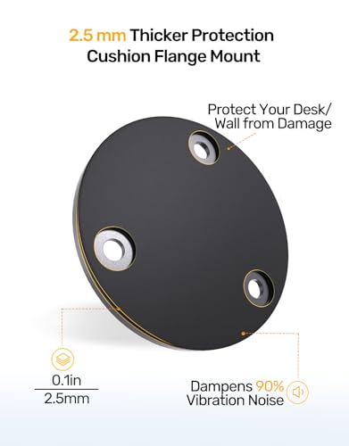 Gooseneck Mic Flange Mount with Anti-Slip Pad, 5/8 Male Thread, Metal Base | Compact Design for Church/Podium/Studio/Podcast/Lecture/Broadcast/Streaming, Sturdy Metal/Non-Slip Pad, With 5/8-3/8 Adapter