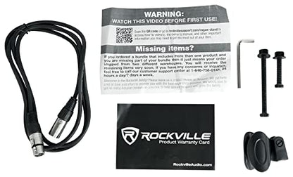 Rockville ROGAN STAND Pro Boom Arm Mic Stand with Fixed Mount, Desk Clamp | Built-in 6.5' XLR Cable, Aluminum, Foldable, No Springs, 5/8" Mic Threads, Safety Locking Pin, 38" Arm, Mic Clip Included