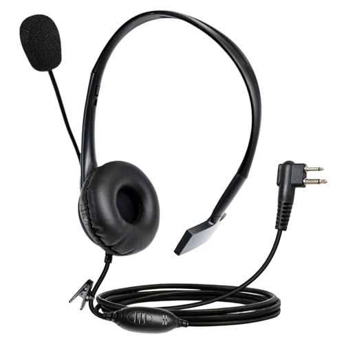 WODASEN Over the Ear Headset with Boom Mic Finger PTT for Radio Single Ear Overhead Headphones for CP100 CP185 CP200d CLS1110 CLS1410 RDM2070D RDU2080D (for Motorola 2-Pin)