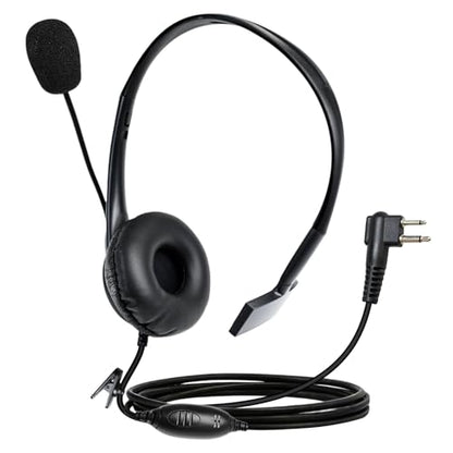 WODASEN Over the Ear Headset with Boom Mic Finger PTT for Radio Single Ear Overhead Headphones for CP100 CP185 CP200d CLS1110 CLS1410 RDM2070D RDU2080D (for Motorola 2-Pin)