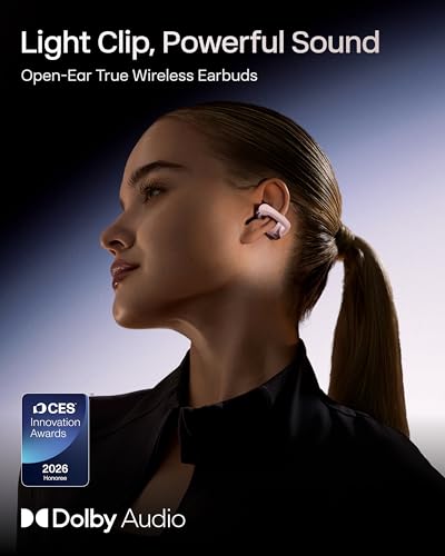 SHOKZ OpenDots ONE Open-Ear Clip-On Bluetooth Earbuds, Pink, Dolby Audio - color: Pink