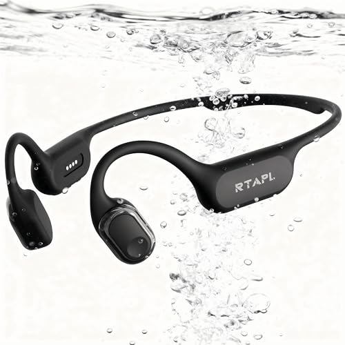Bone Conduction Wireless Headphones - IP68 Waterproof, Open-Ear Design, Sweatproof Sports Headset for Swimming, Running, Fitness & Gym, Black