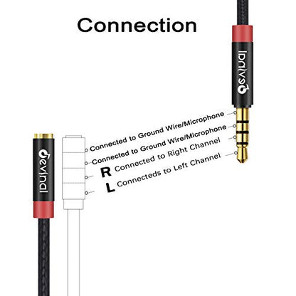 3.5mm TRRS Headphone Extension Cable, 1/8" inch Female 4-Pole to Male Extension Cord, Mini-Jack Aux Stereo Audio Connector 3.3Ft/1M (2 Pack) - size: 3 Ft