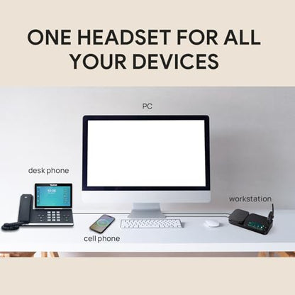 Yealink Bluetooth Headset Workstation, Office Wireless Headset with Mic, Speakerphone, Wireless Charging Pad, Charging Case, USB-C/A Dongle,Connect to Desk Phone, PC, Work with Teams Zoom - style: BH71 Workstation Pro (USB-C to A)